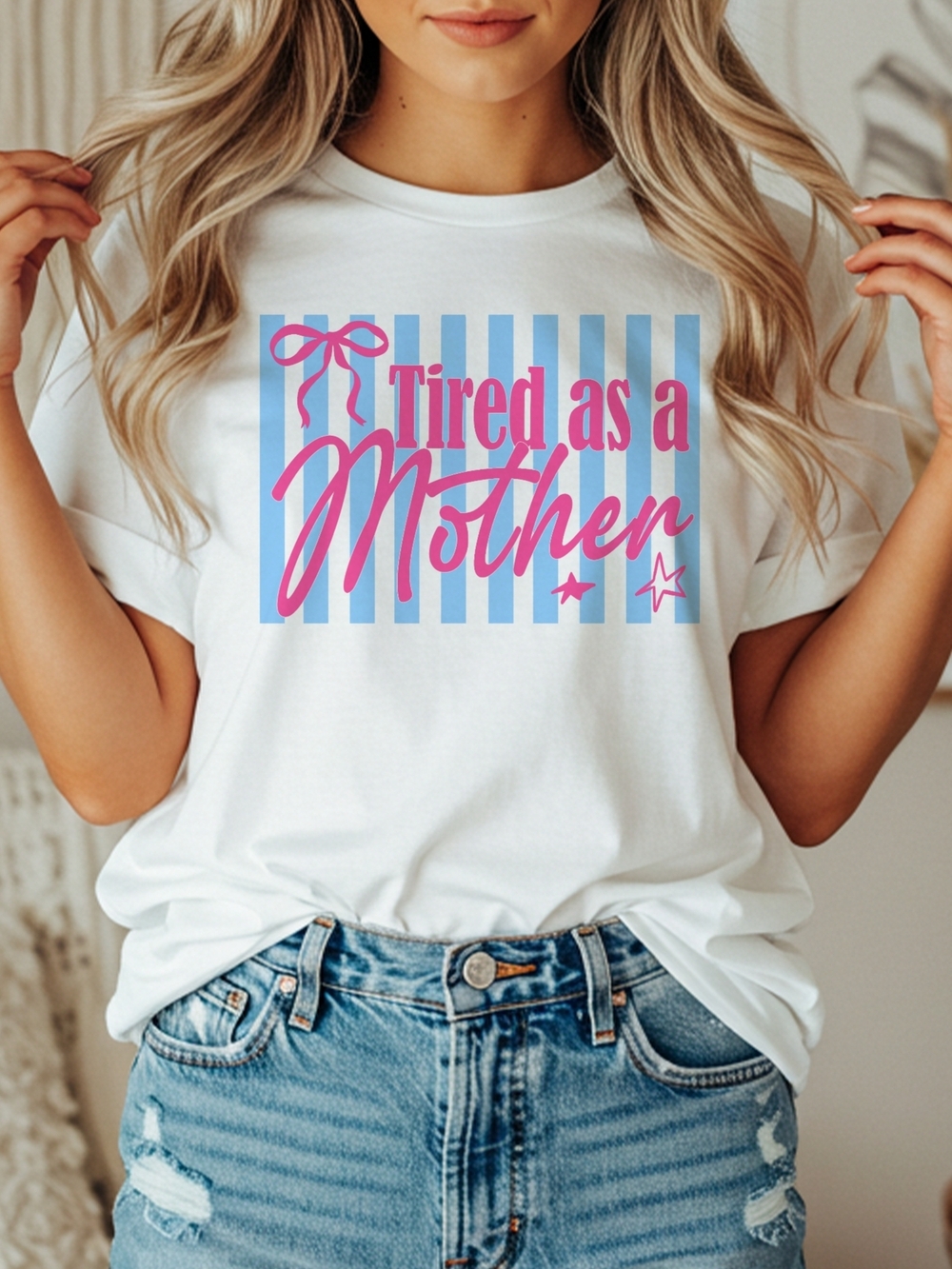 Tired as a Mother Graphic Tee - White